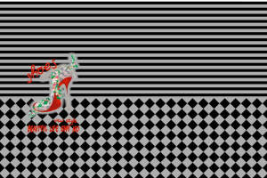 黑白条纹与棋盘格拼接面料印花素材，适用于时尚服装印花设计