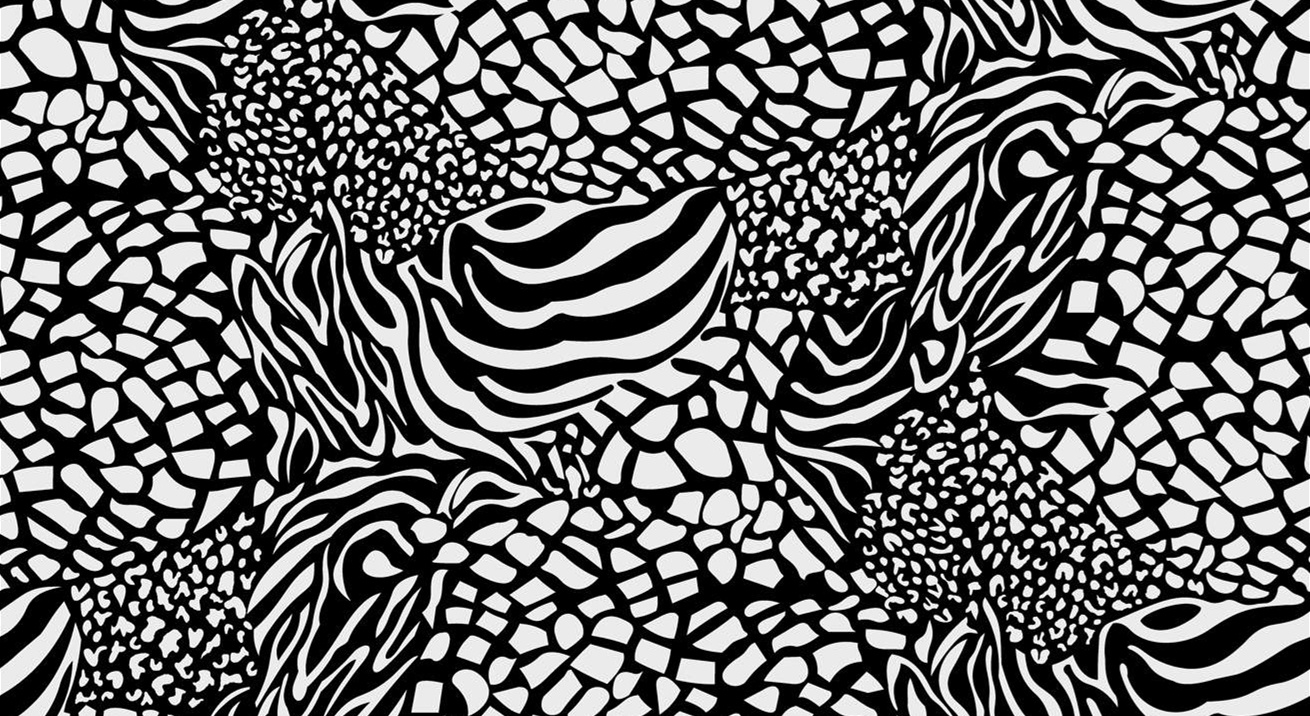 黑白抽象几何肌理面料印花素材,适用于服装印花设计与数码印染