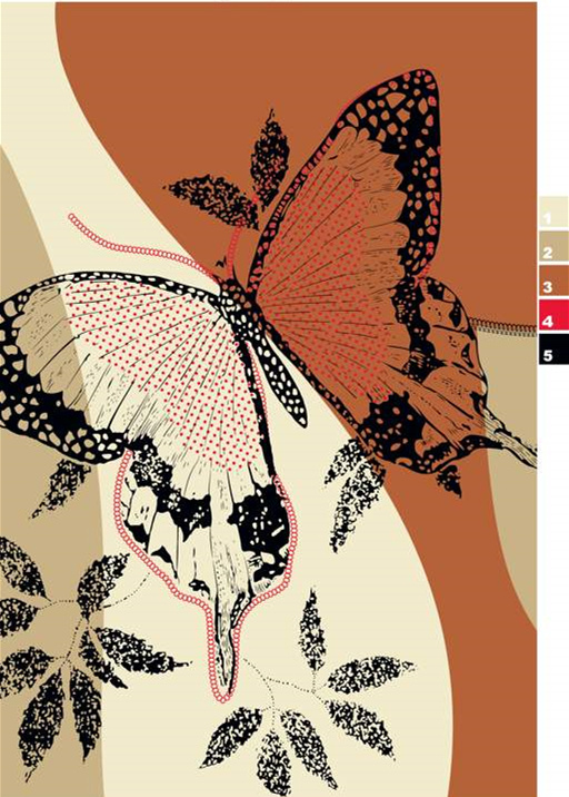 复古手绘蝴蝶图案面料印花素材,适用于服装印花设计