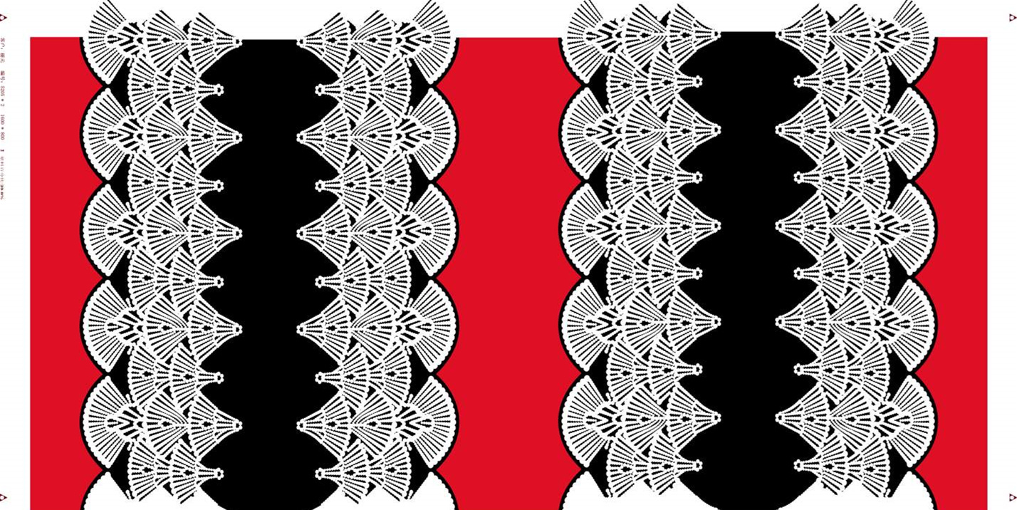 黑白扇形几何纹样面料印花素材,适用于服装印花设计