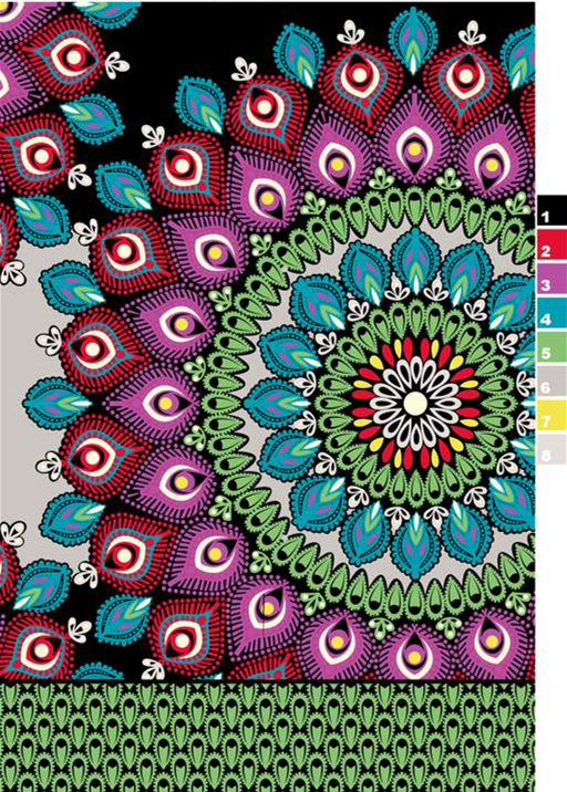 民族风曼陀罗图案面料印花素材,适用于服装印花设计