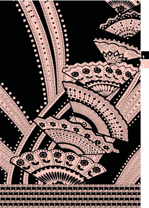 复古扇形纹样面料印花素材,适用于高端服装印花设计