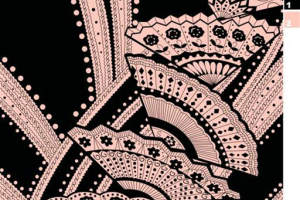 复古扇形纹样面料印花素材，适用于高端服装印花设计