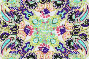 高饱和度佩斯利花卉面料印花素材，适用于时尚服装印花设计