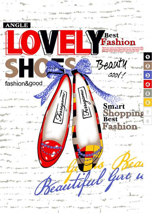 时尚高跟鞋主题面料印花素材,适用于服装印花设计与品牌视觉延展