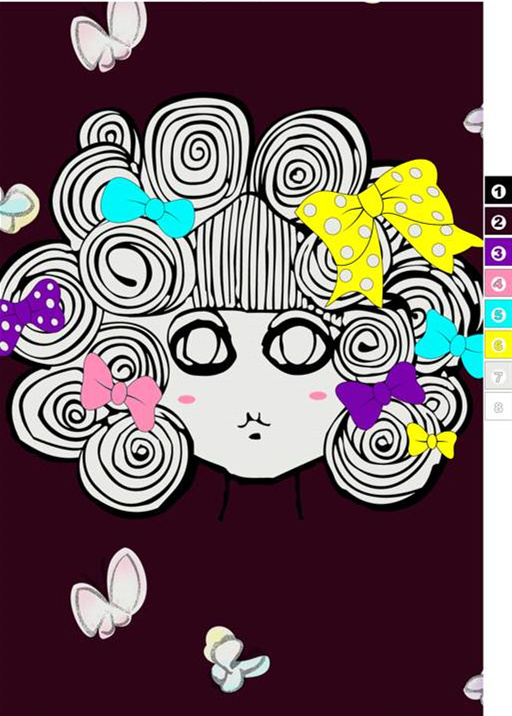 复古卷发少女插画风面料印花素材,适用于服装印花设计