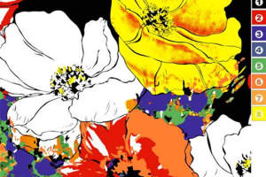 高对比度手绘风花卉面料印花素材，适用于服装印花设计