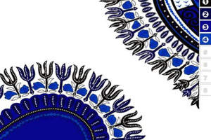 蓝白民族风面料印花素材，适用于服装印花设计的高清花型图案