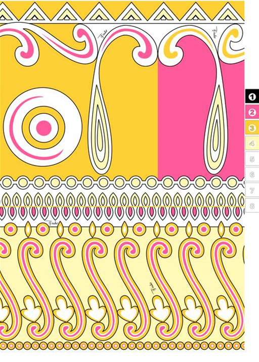 复古波浪纹面料印花素材,适用于服装印花设计的高辨识度花型