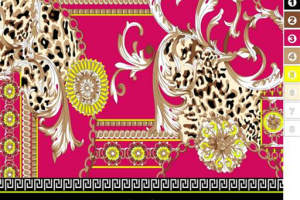 高饱和豹纹巴洛克风面料印花素材，适用于时尚服装印花设计