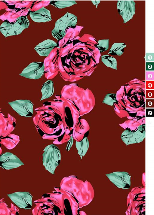 复古玫瑰花卉面料印花素材,适用于服装印花设计与数码印染