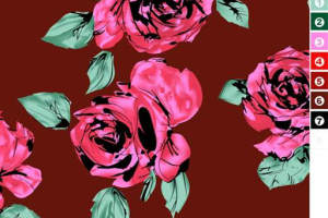 复古玫瑰花卉面料印花素材，适用于服装印花设计与数码印染