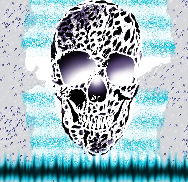 豹纹骷髅抽象风面料印花素材,适用于潮牌服装印花设计