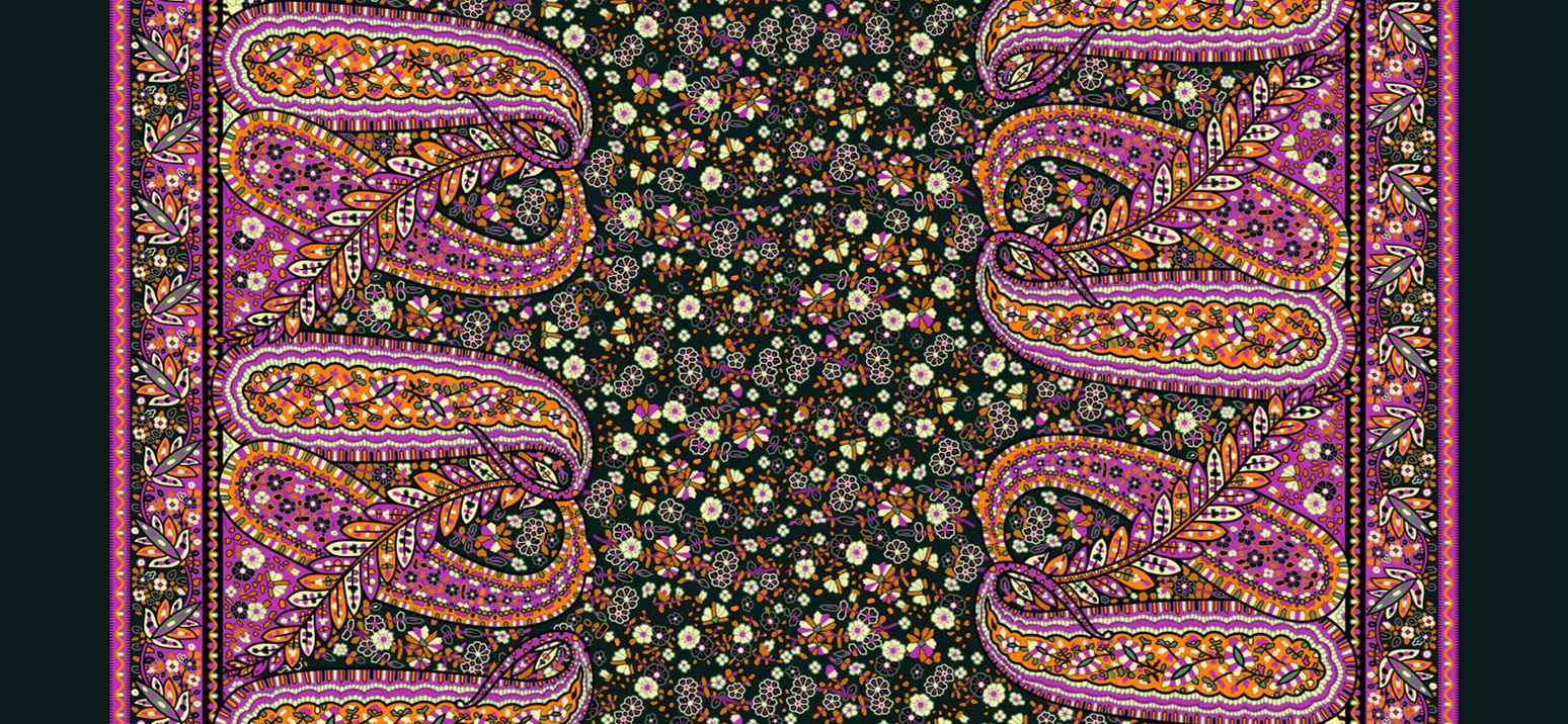 复古佩斯利花卉面料印花素材,适用于服装印花设计与数码印染