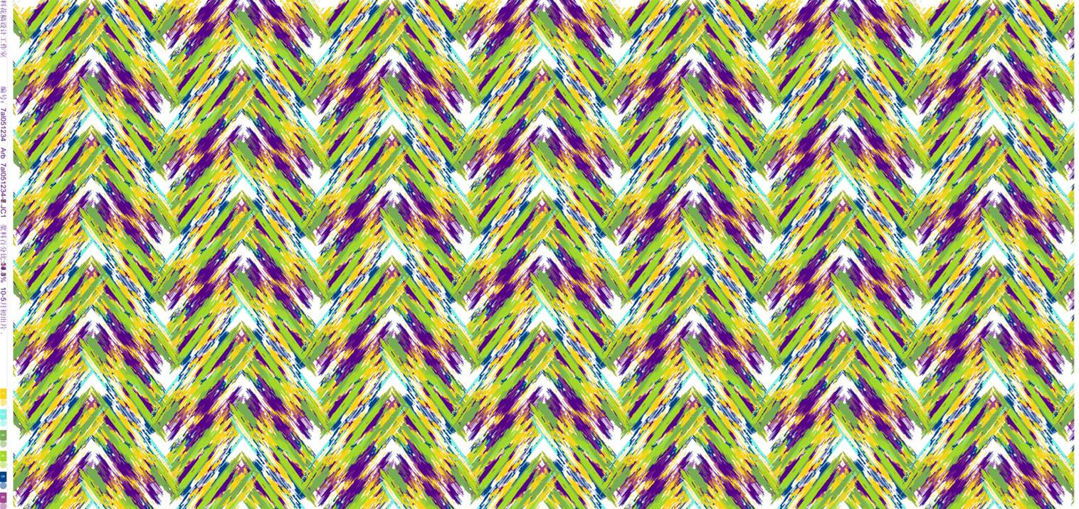 活力撞色人字纹面料印花素材,适用于春夏服装印花设计