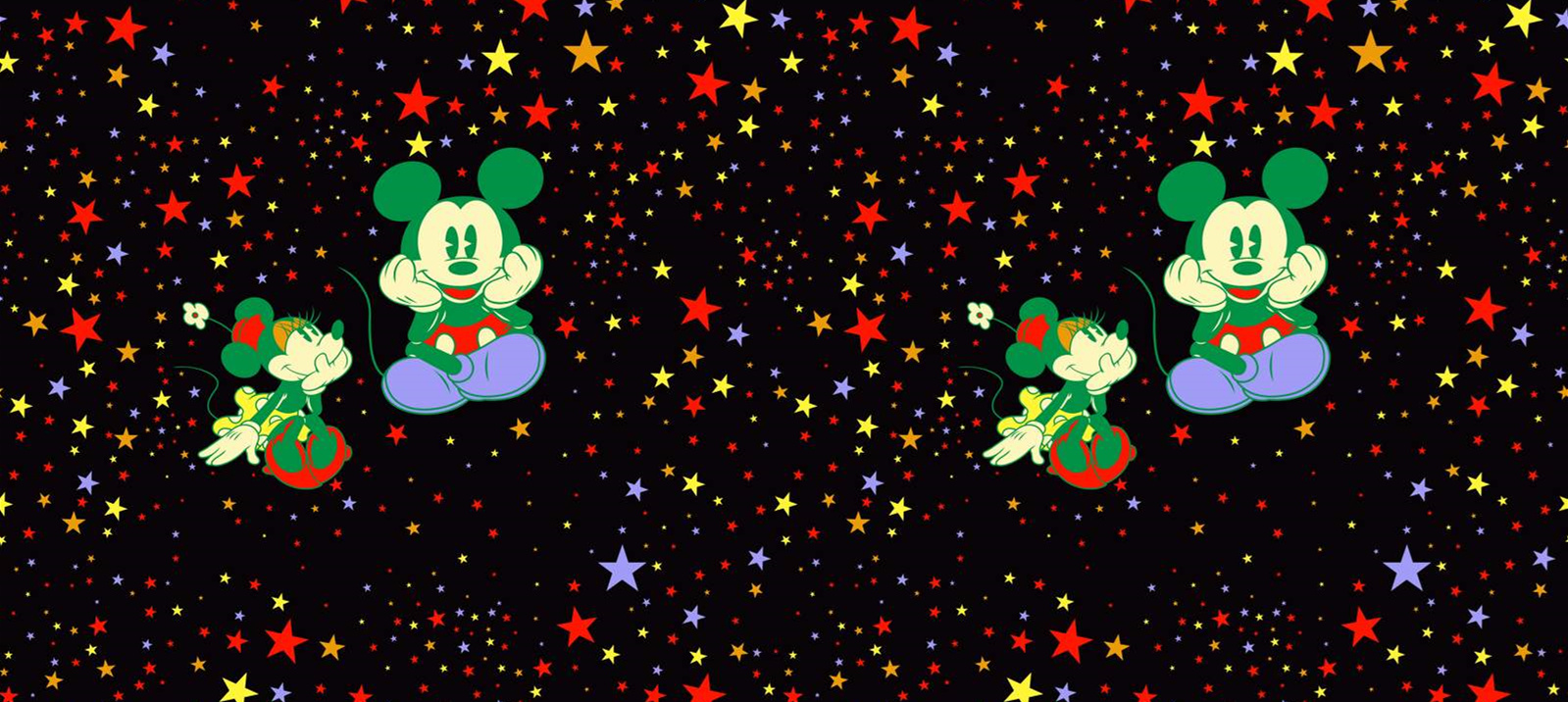 复古卡通星夜主题面料印花素材,适用于儿童服装印花设计