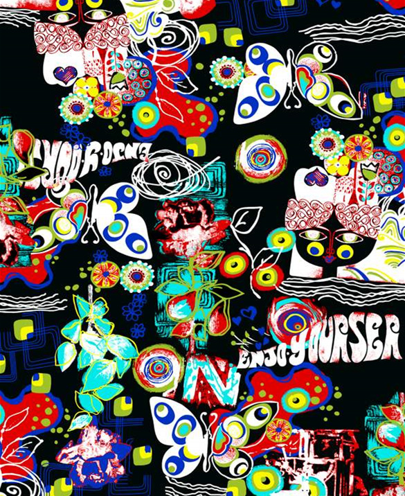 高饱和度迷幻风面料印花素材,适用于潮牌服装印花设计