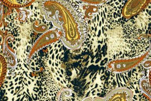 复古佩斯利与豹纹融合面料印花素材，适用于服装印花设计