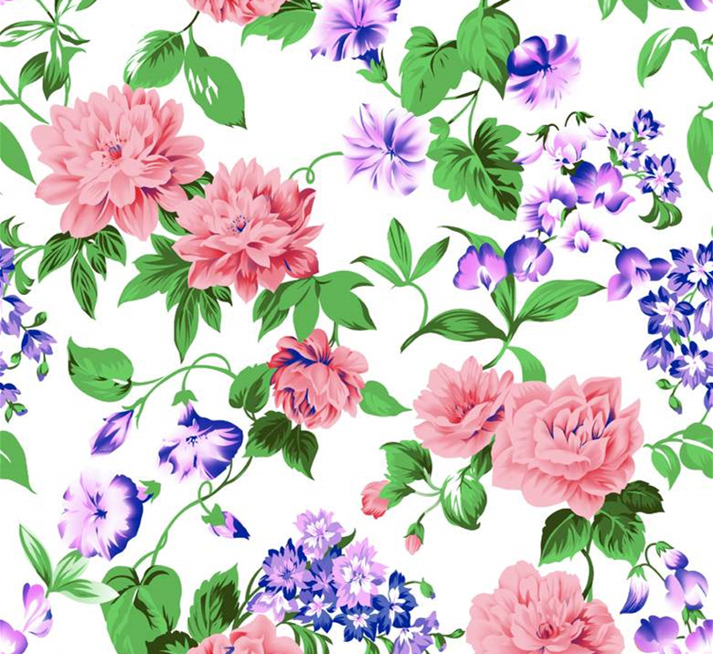 清新花卉面料印花素材,适用于春夏服装印花设计