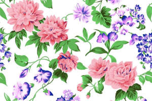 清新花卉面料印花素材，适用于春夏服装印花设计