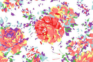 高饱和度手绘风花卉面料印花素材，适用于春夏服装印花设计