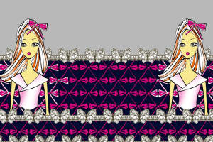 时尚蝴蝶结菱格面料印花素材，适用于少女风服装印花设计