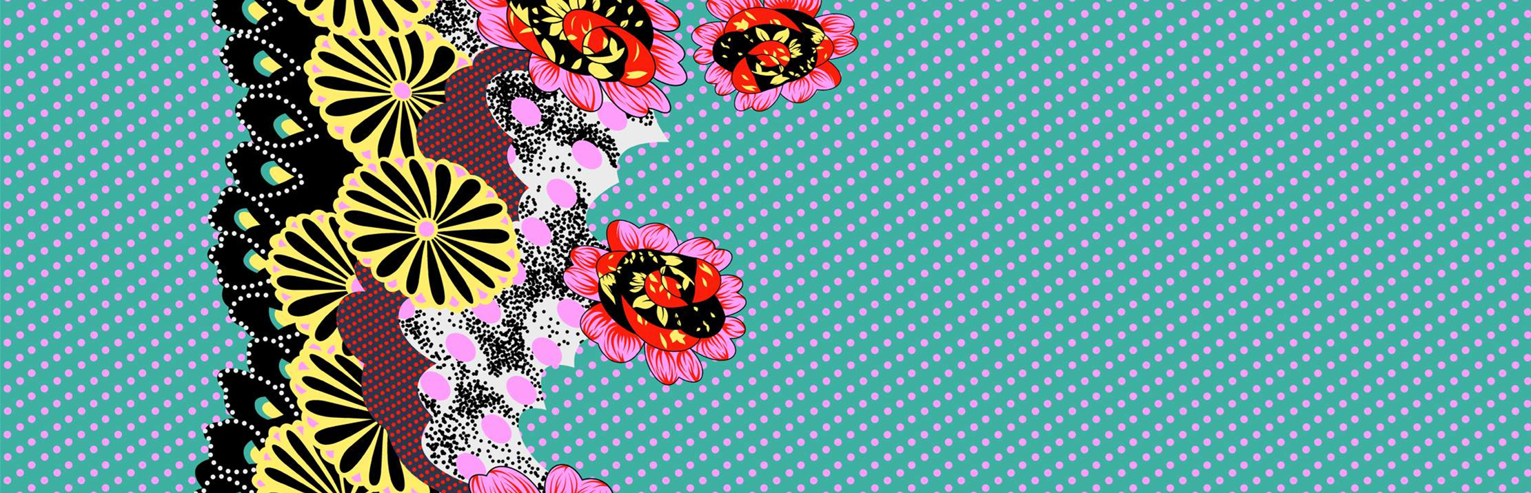 波普风花卉面料印花素材,适用于服装印花设计与数码印染