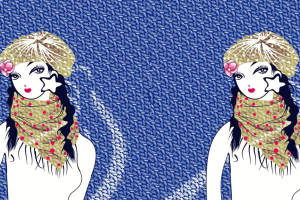 复古少女风面料印花素材，适用于服装印花设计与针织布料应用