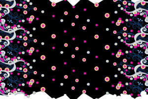 黑底繁花卷草纹面料印花素材，适用于服装印花设计与数码印染