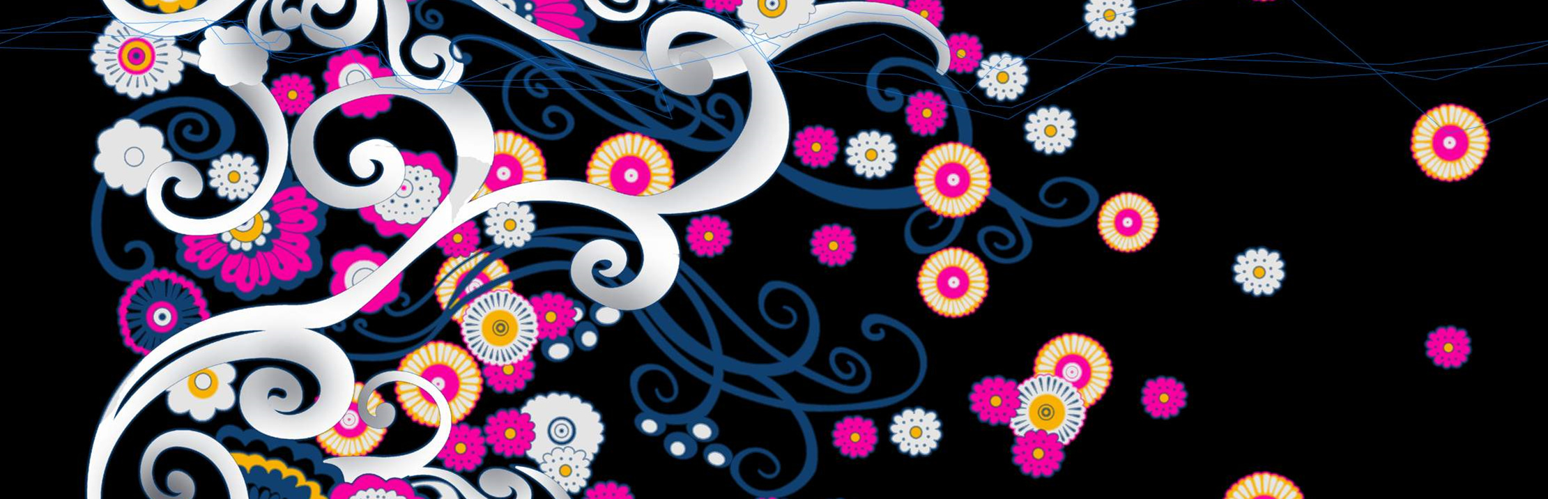 高对比度花卉卷草纹面料印花素材,适用于时尚服装印花设计