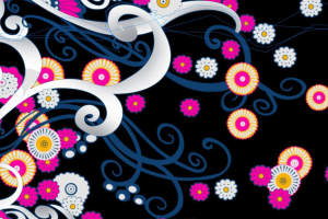 高对比度花卉卷草纹面料印花素材，适用于时尚服装印花设计