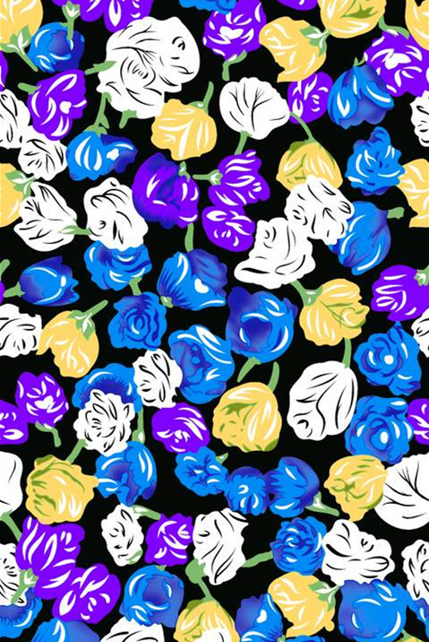 高饱和度玫瑰花卉面料印花素材,适用于服装印花设计与数码印染