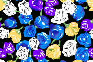 高饱和度玫瑰花卉面料印花素材，适用于服装印花设计与数码印染