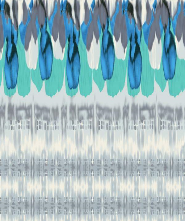 蓝绿灰抽象水彩风面料印花素材,适用于春夏服装印花设计