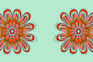 对称几何花卉面料印花素材，适用于服装印花设计与数码印染