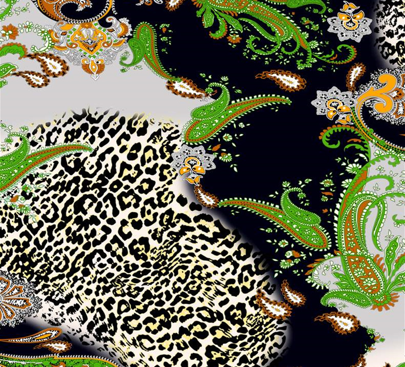 复古佩斯利与豹纹融合的服装印花素材,高辨识度面料印花设计