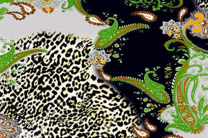复古佩斯利与豹纹融合的服装印花素材，高辨识度面料印花设计