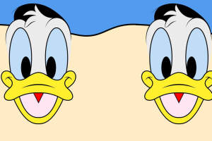 唐老鸭卡通头像面料印花素材，适用于儿童服装印花设计