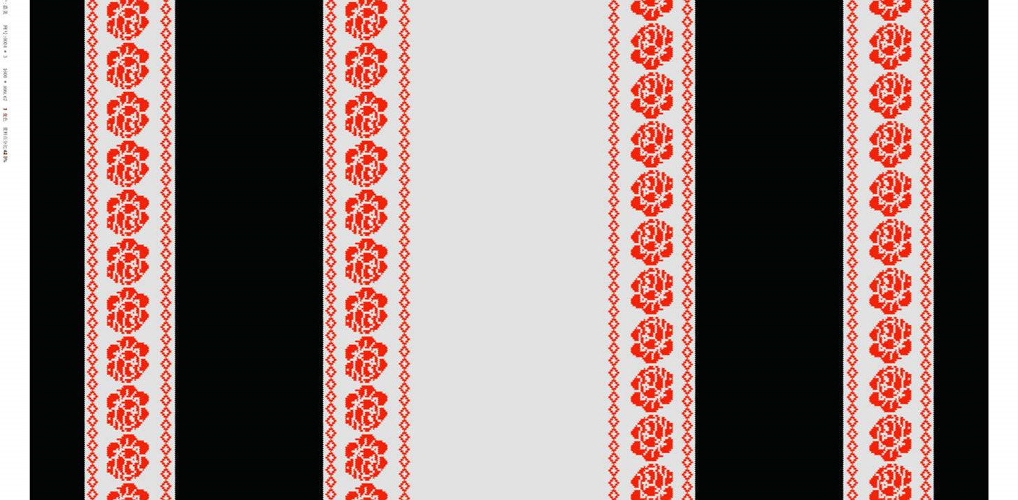 复古红白几何花卉条纹面料印花素材,适用于服装印花设计