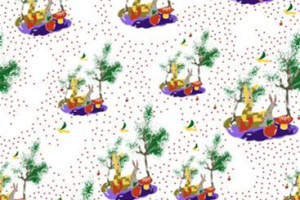 童趣森林小鹿主题面料印花素材，适用于儿童服装印花设计