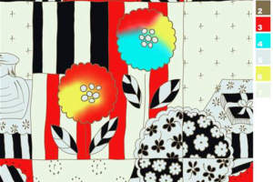 复古拼贴风面料印花素材，适用于服装印花设计的高辨识度花型图