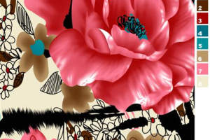 复古手绘风大朵牡丹面料印花素材，适用于服装印花设计