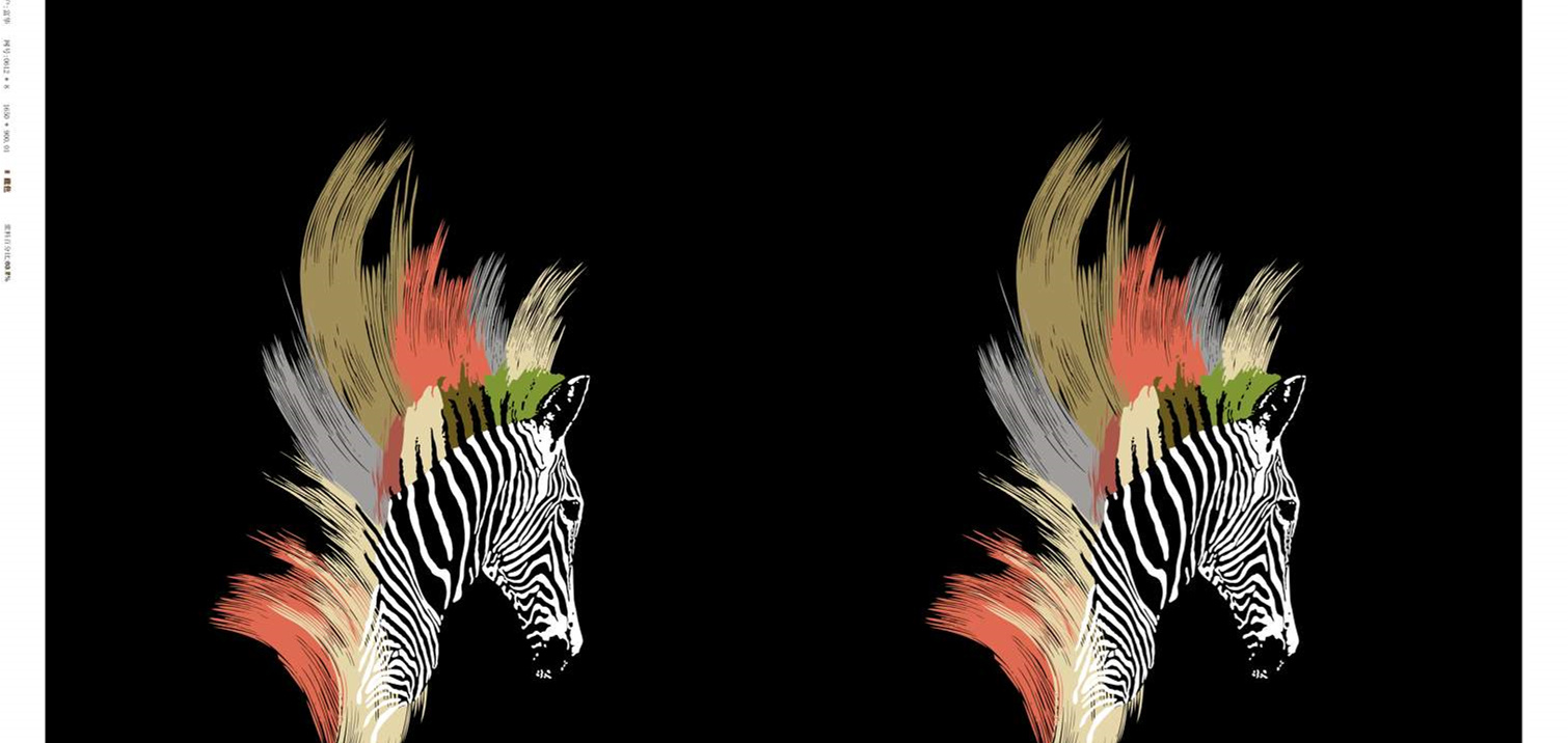 斑马头像抽象笔触风面料印花素材,适用于潮牌服装印花设计