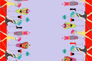 复古波点与花卉混搭面料印花素材，适用于服装印花设计