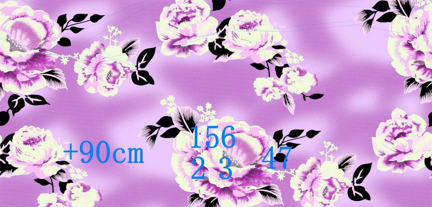 紫色牡丹花卉面料印花素材,适用于服装印花设计与数码印染