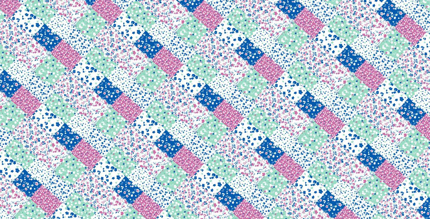 清新碎花拼接格纹面料印花素材,适用于春夏服装印花设计