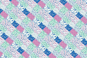 清新碎花拼接格纹面料印花素材，适用于春夏服装印花设计