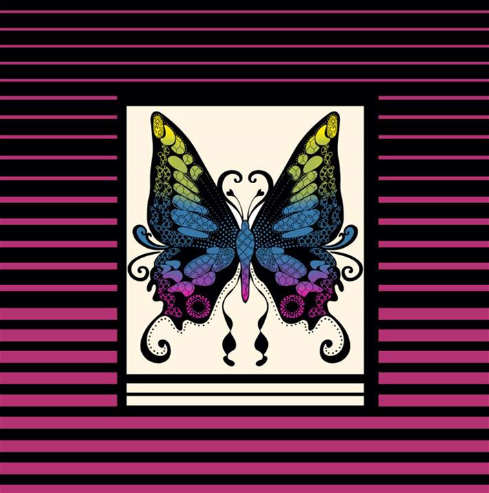 复古艺术风蝴蝶图案面料印花素材,适用于服装印花设计