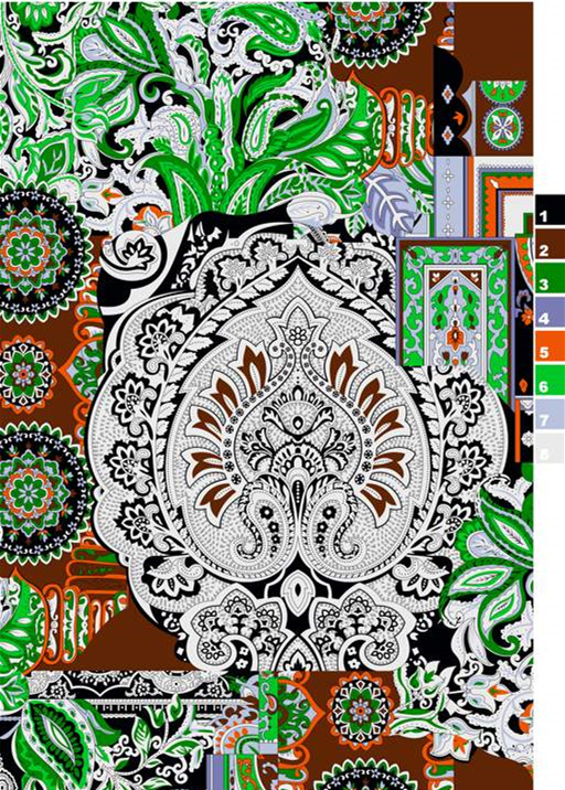 复古民族风面料印花素材,适用于服装印花设计的高清花型图案