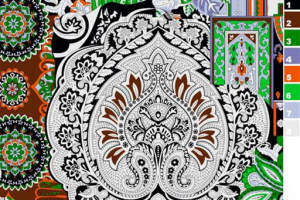 复古民族风面料印花素材，适用于服装印花设计的高清花型图案